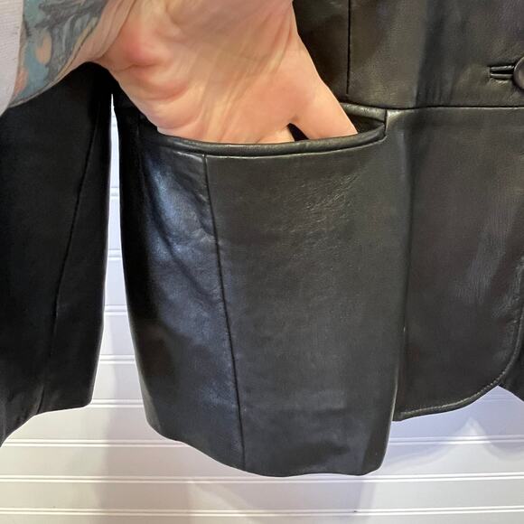 Old Navy Black Genuine Leather Blazer - Picture 5 of 12